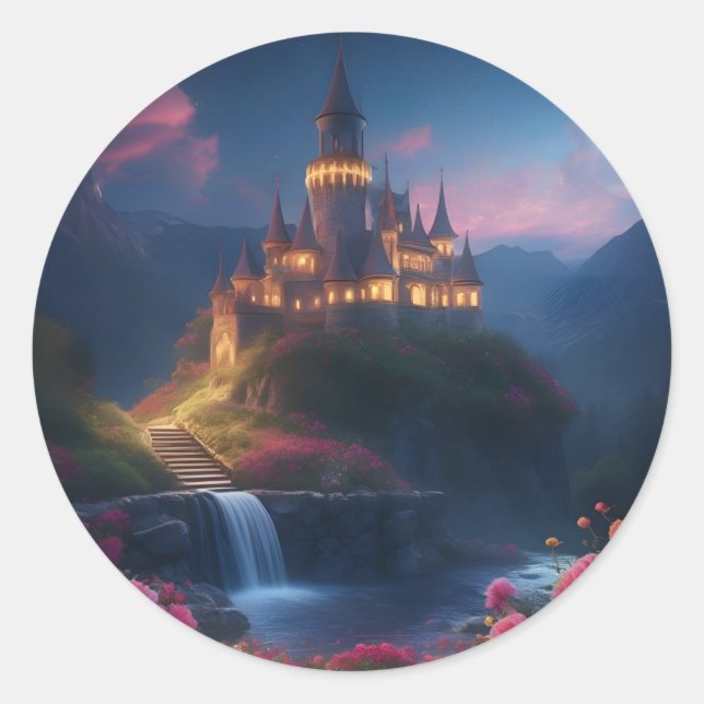 Mountain Midnight Castle Four Runder Aufkleber (Vorderseite)