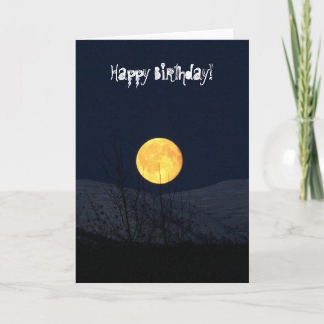 Mountain Moon; glücklich zum Geburtstag Karte (Vorderseite)