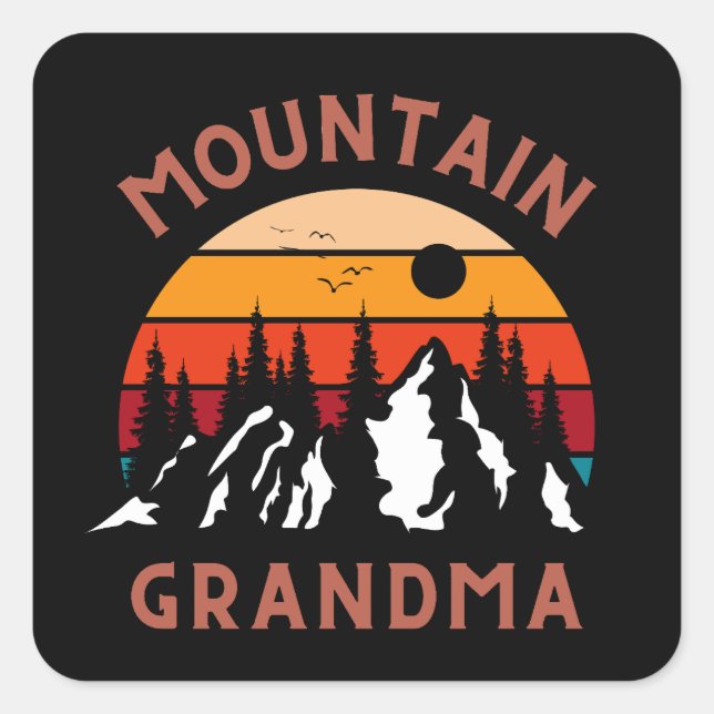 Mountain Oma Quadratischer Aufkleber (Vorderseite)