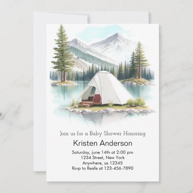 Mountain Peak Adventure erwartet Baby Shower Einladung (Vorderseite)