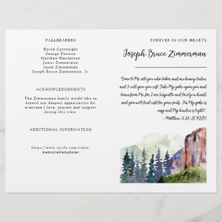 Mountain Photo Funeral Memorial Bifold Programme