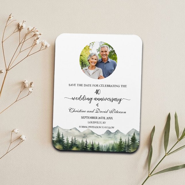 Mountain Pine 40 Wedding Anniversary Save the Date Magnet (Von Creator hochgeladen)