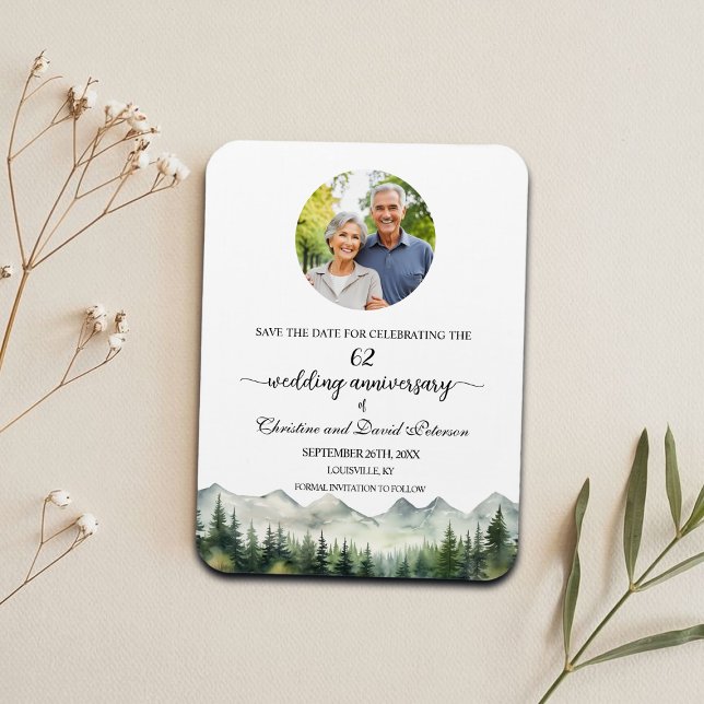Mountain Pine 62 Hochzeit Jubiläum Save the Date Magnet (Von Creator hochgeladen)