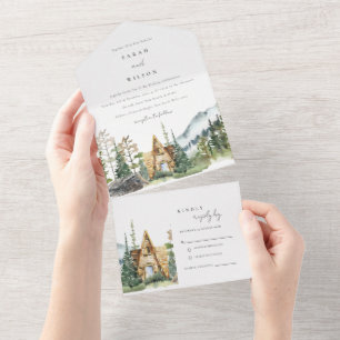 Mountain Pine Forest Cabine de mariage Invitation
