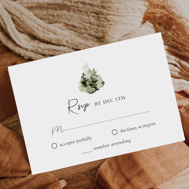 Mountain Pine Forest Wedding RSVP Card Karte (Von Creator hochgeladen)