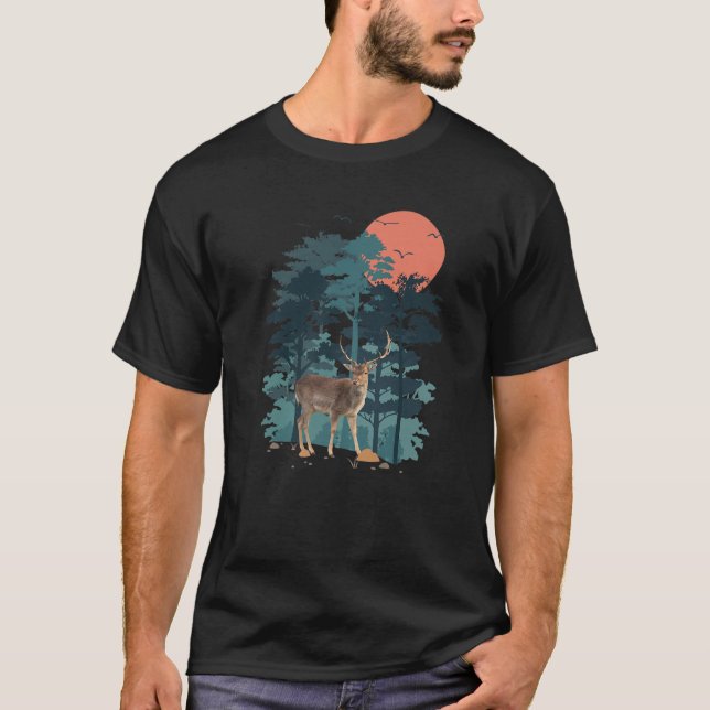 Mountain Pine Tree Sky Birds Forest Landscape Big T-Shirt (Vorderseite)