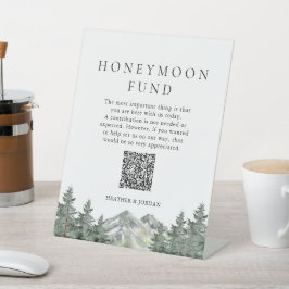 Mountain Pine Tree Wedding Honeymoon Fund Sockelschild