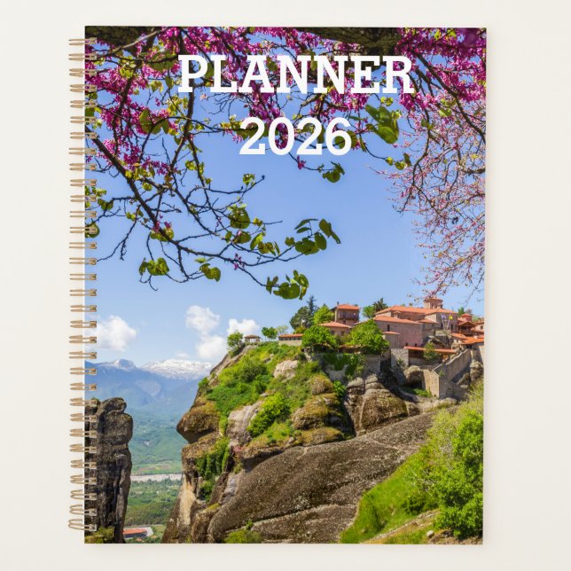 Mountain & Pink Cherry Blossom 2026 Planer  (Vorderseite)