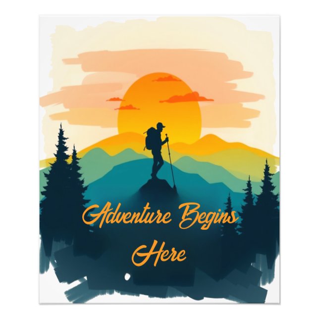 Mountain Poster - Adventure Begins Here (Vorne)
