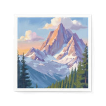 Mountain Range Watercolor Nature Painting