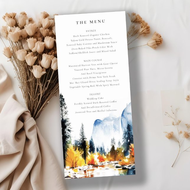 Mountain River Fall Landscape Wedding Menu Card Einladung (Von Creator hochgeladen)