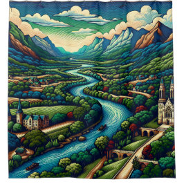 "Mountain River Valley" Duschvorhang