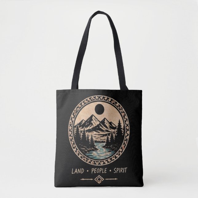 Mountain River Wald Schwarze Tragetasche  Tasche (Vorderseite)