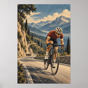 Mountain Road Cycling Wandkunst – Alpine Straßenre Poster
