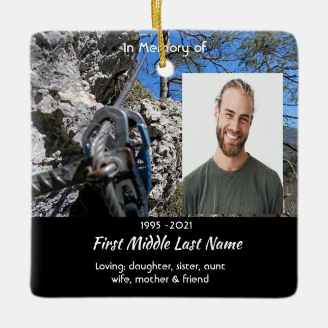 Mountain Rock Climber Memorial Keepsake  Keramikornament (Vorderseite)