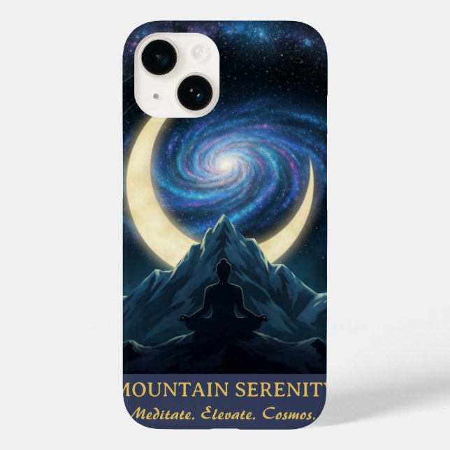 Mountain Serenity Cosmic Meditation, Crescent Moon Case-Mate iPhone 14 Hülle (Rückseite)