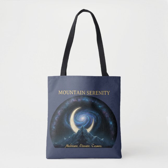 Mountain Serenity Cosmic Meditation, Crescent Moon Tasche (Vorderseite)