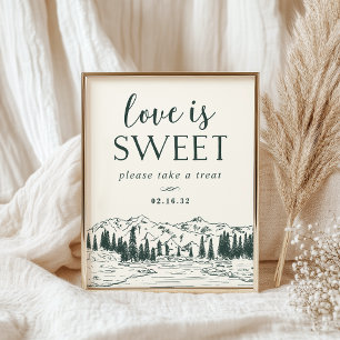 Mountain Sketch Wedding Dessert Table Sign Poster