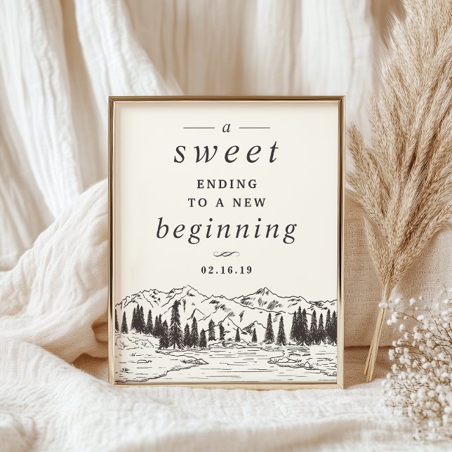 Mountain Sketch Wedding Dessert Table Sign Poster (Von Creator hochgeladen)