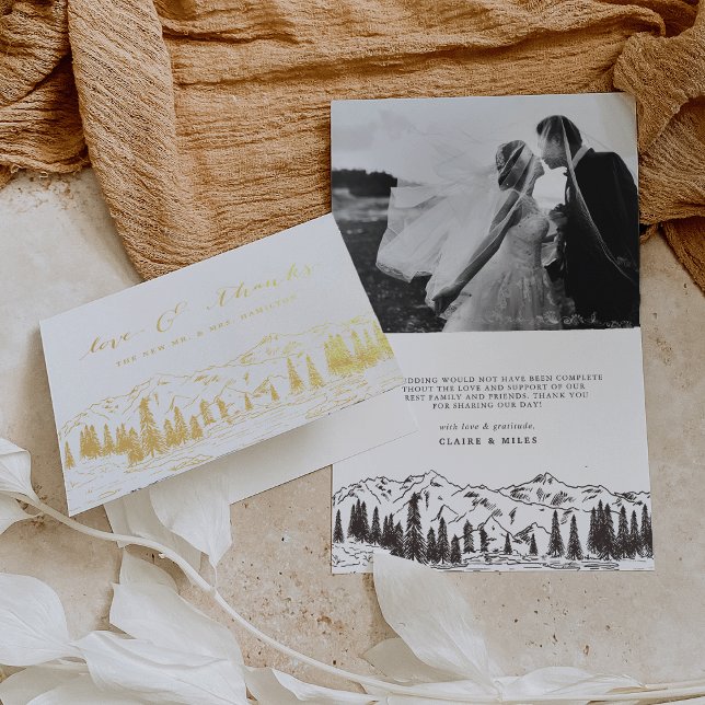 Mountain Sketch Wedding Vielen Dank Folienkarte (Von Creator hochgeladen)