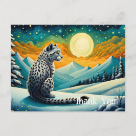 Mountain Snowy Night Snow Leopard Postkarte