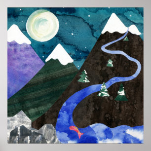 Mountain Stream Night Songs Poster