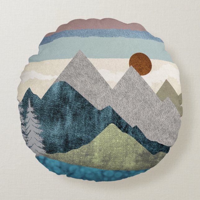 Mountain Striped Sky Throw Kissen (Vorderseite)