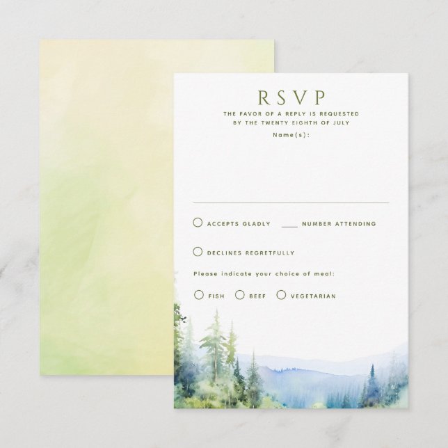Mountain Summer Wedding RSVP Cards (Vorne/Hinten)