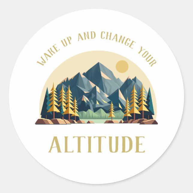 Mountain Sunrise Hiker Runder Aufkleber (Vorderseite)
