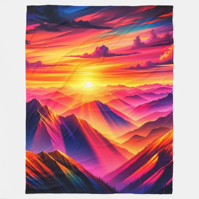 Mountain Sunset Fleecedecke (Vorderseite)