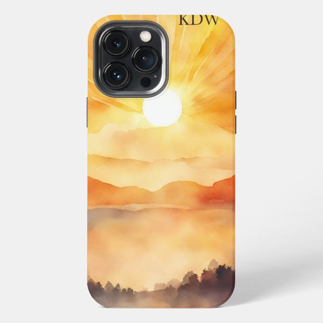 Mountain Sunset Monogram iPhone 13 Pro Max Hülle (Rückseite)