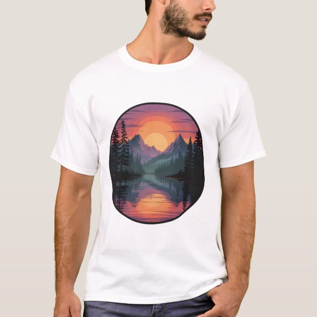 Mountain Sunset Nature Scene T‑Shirt design T-Shirt (Vorderseite)