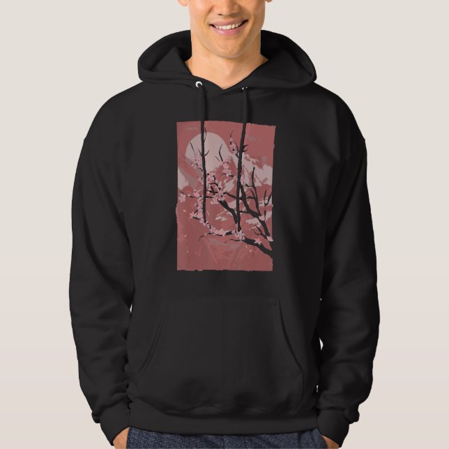 Mountain Sunset Pink Blume Japan Sakura Cherry Bl Hoodie (Vorderseite)