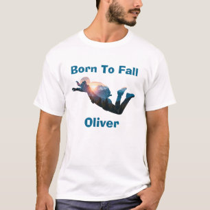 Mountain Sunset Skydiving Born to Fall T-Shirt