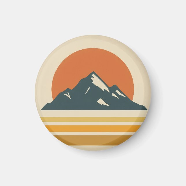 Mountain Sunset Vintage Magnet (Devant)
