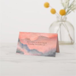 Mountain Sunset Wasserfarbe Rustikale Hochzeit Platzkarte