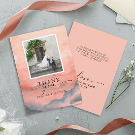 Mountain Sunset Wasserfarbe Rustikales Hochzeitsse Dankeskarte