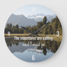 Mountain Themed Clock with Quote