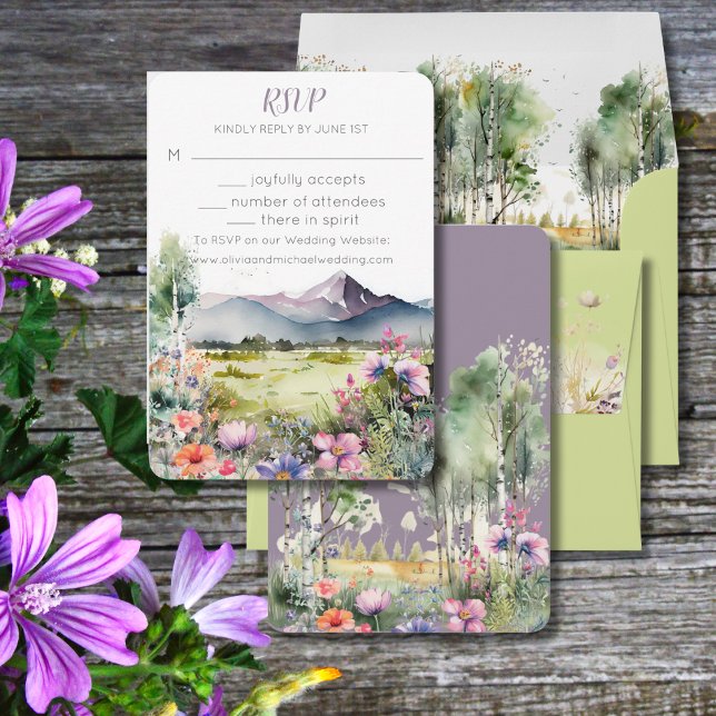 Mountain Thyme Wildblume Wedding RSVP Reply Card (Von Creator hochgeladen)