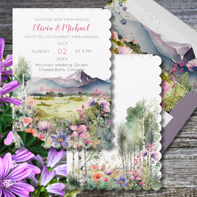 Mountain Thyme Wildflower Wedding Invitation Einladung (Von Creator hochgeladen)