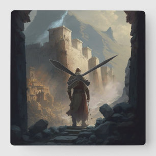 Mountain Town Siege Quadratische Wanduhr
