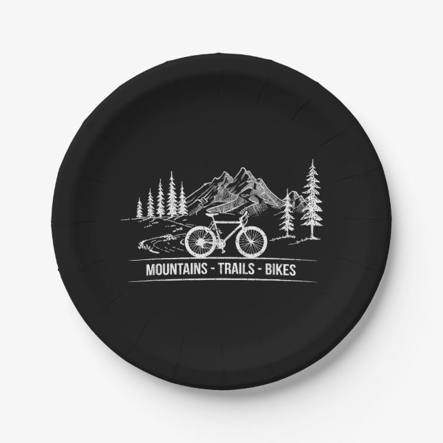 Mountain Trail Bikes - Radfahrer Rad fahren Pappteller (Vorderseite)