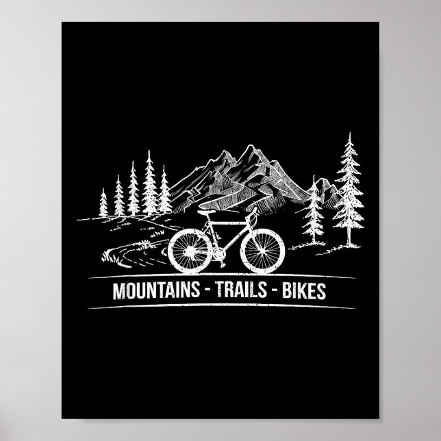 Mountain Trail Bikes - Radfahrer Rad fahren Poster (Vorne)