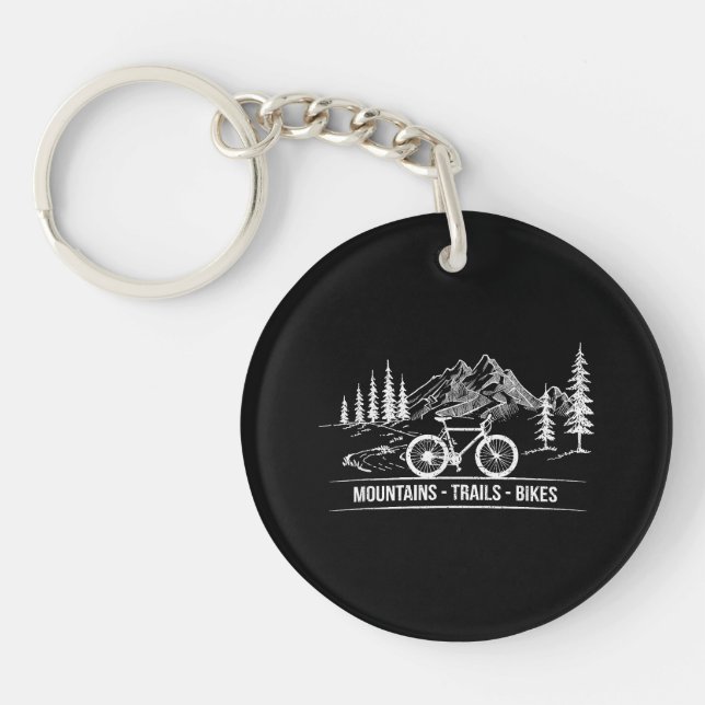 Mountain Trail Bikes - Radfahrer Rad fahren Schlüsselanhänger (Vorderseite)