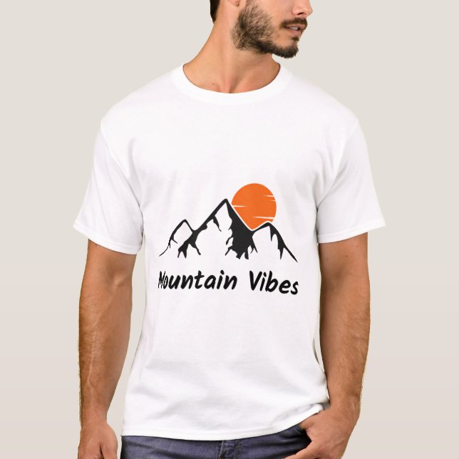 Mountain Vibes Sunset Sticker T-Shirt (Vorderseite)