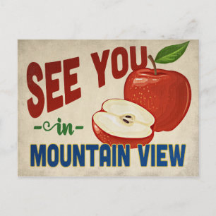 Mountain View Kalifornien Apfel - Vintage Reise Postkarte