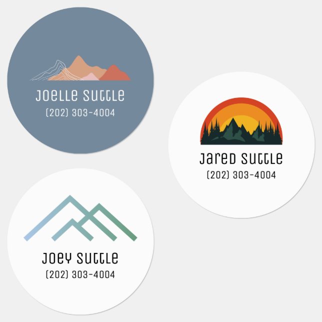 Mountain Views Circle Sticker Name Labels (Gruppe)
