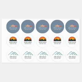 Mountain Views Circle Sticker Name Labels