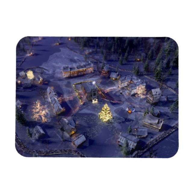 Mountain Village Weihnachten Flexible Magnet (Horizontal)