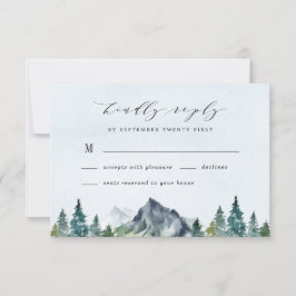 Mountain Watercolor Elegante Rustikale Hochzeit RSVP Karte